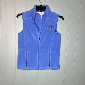 Vineyard Vines Blue Fleece Vest with Stand-Up Collar